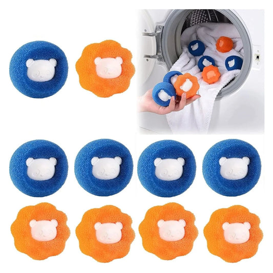 10 Pcs Box-Packed Dryer Balls for Clothing Dog Cat Pet Fur Remover（Orange+Blue）